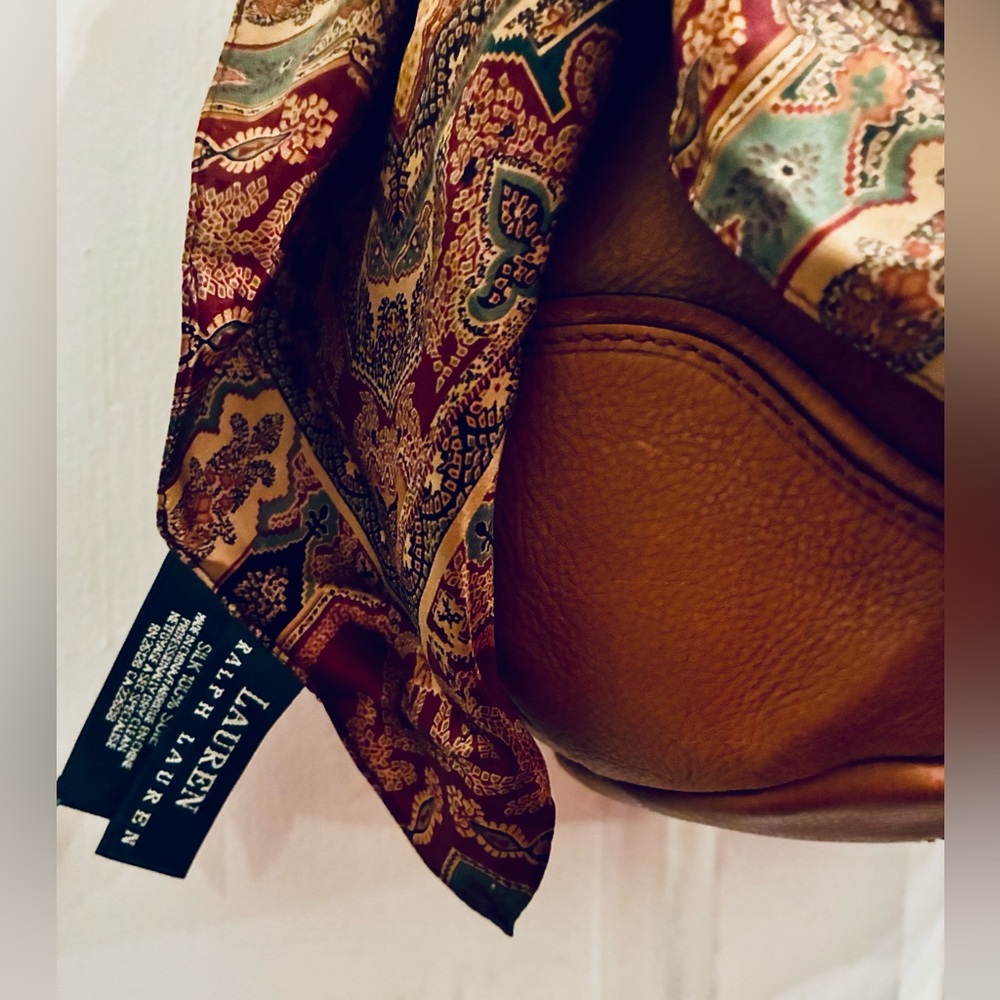 Ralph Lauren Leather Shoulder Bag & Ralph Lauren silk scarf paisley. GUC - Picture 2 of 9
